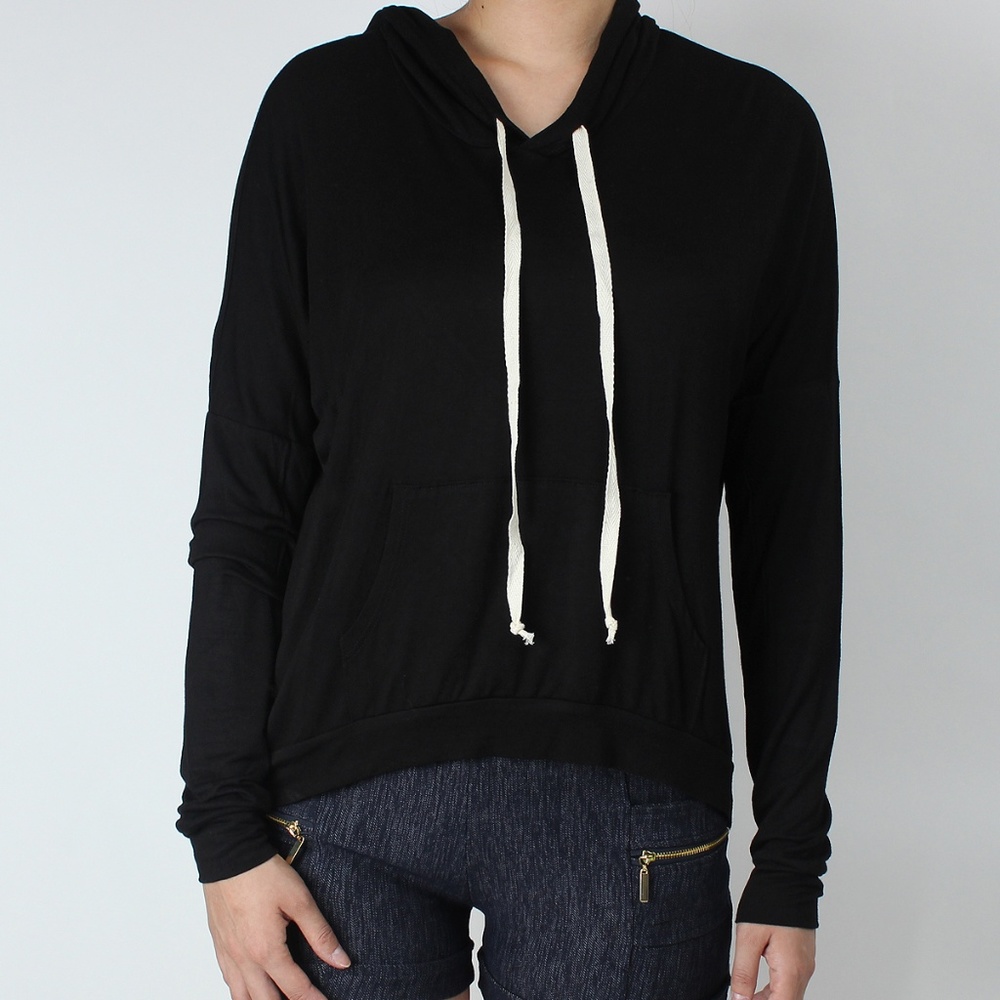 Womens Hoodie Sweater Long Sleeve Pullover Black